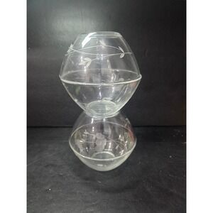 Princess House Heritage Bowls, Etched Glass, 5.5" Dessert‎ Bowls, Cereal Bowls